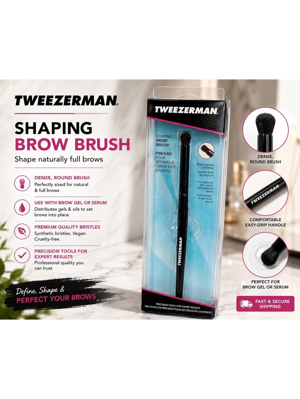Tweezerman Shaping Brow Brush for Natural Full Brows